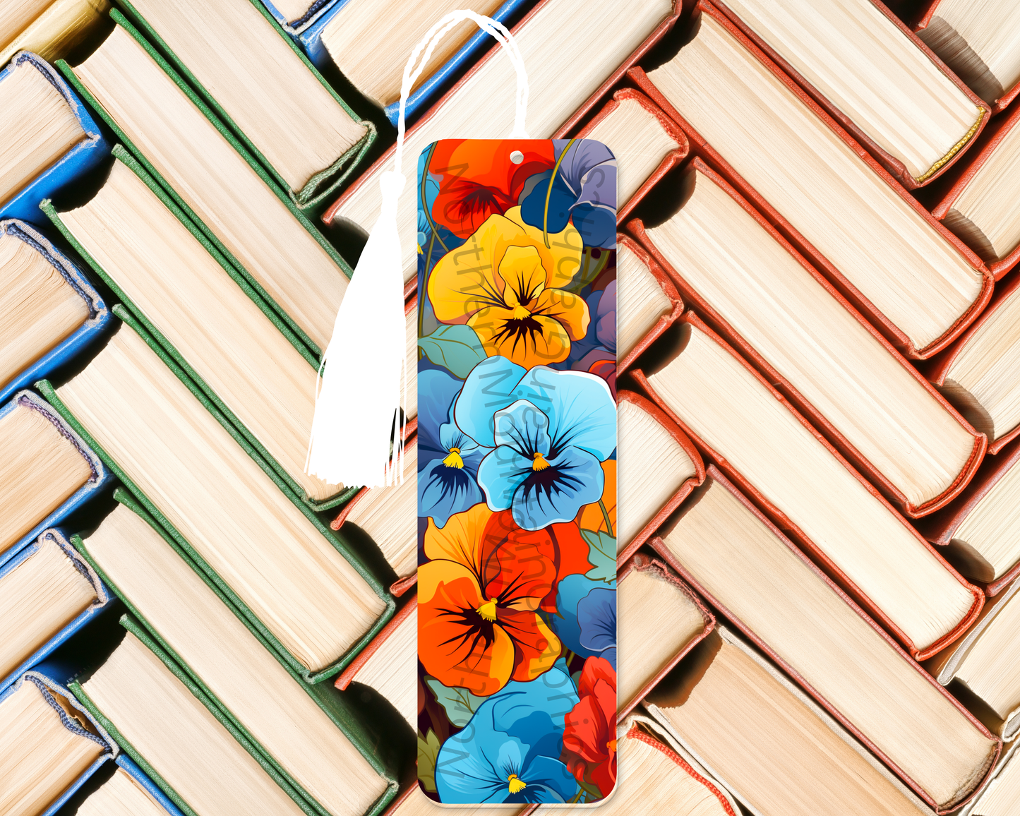 Bold Multicolor Pansy Garden Bookmark