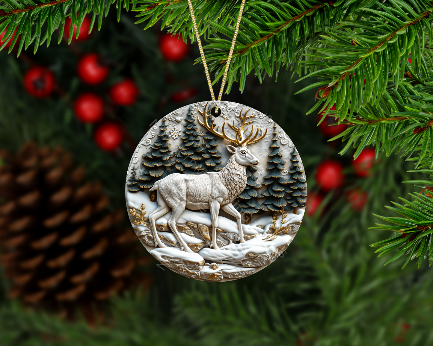 The Reindeer of the Winter Woods Christmas Ornament