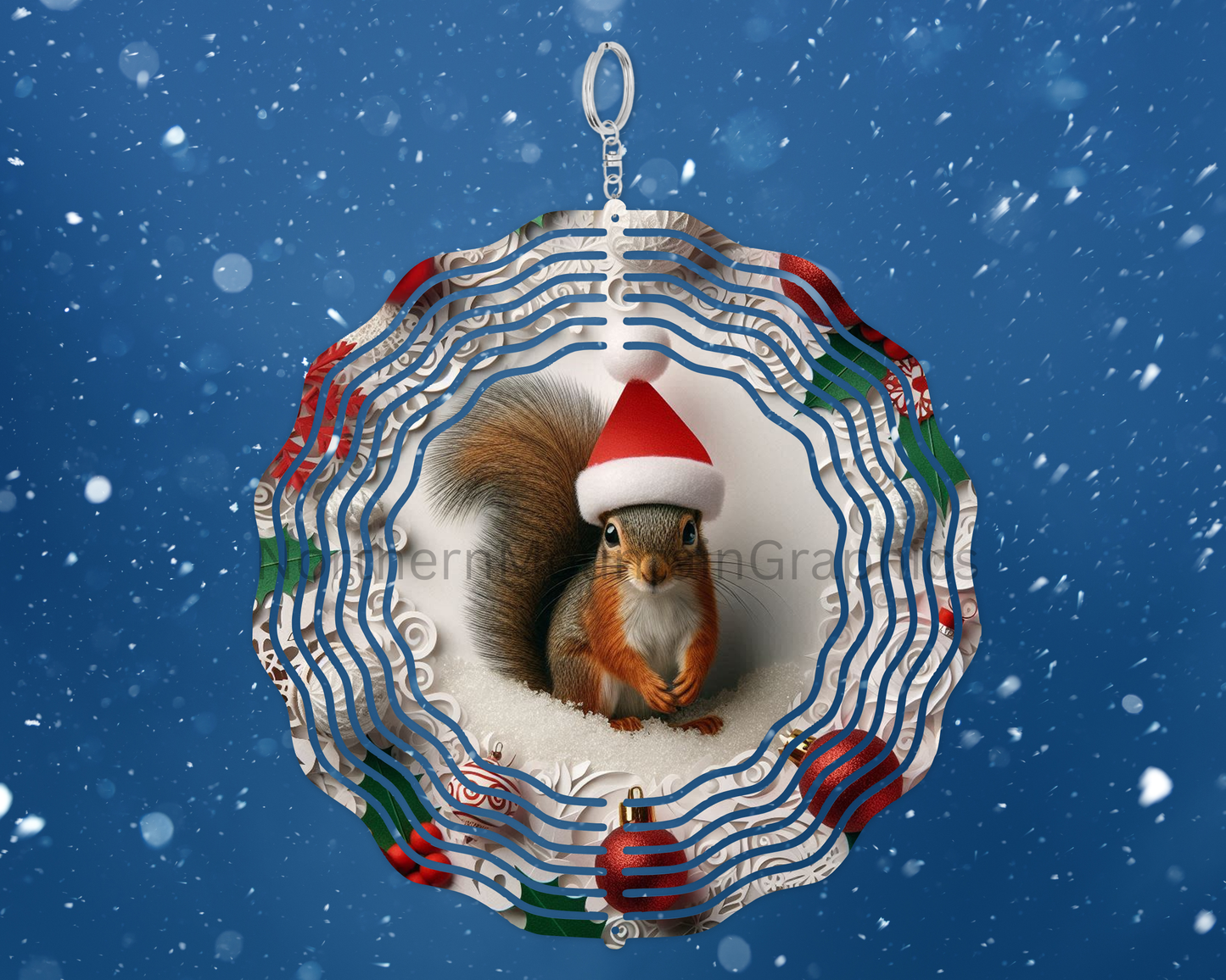 Santa Squirrel in Snow Wind Spinner