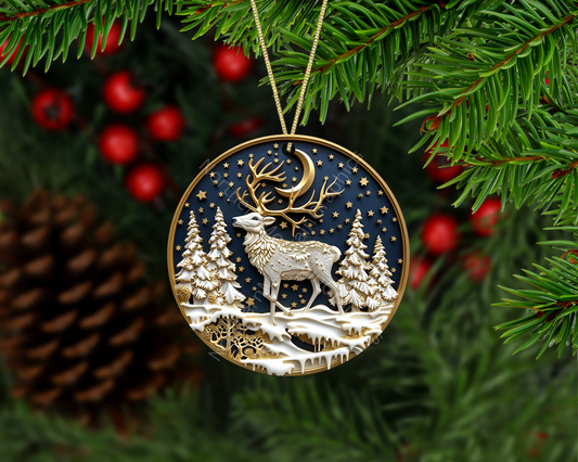 Reindeer of the Winter Moon Christmas Ornament