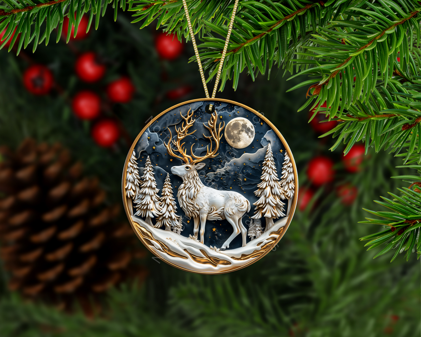 Lunar Majesty Reindeer Christmas Ornament