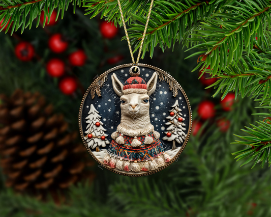 Festive Winter Llama Christmas Ornament