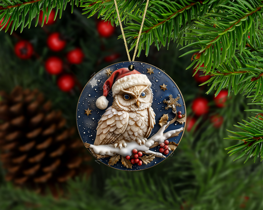 Holiday Owl Watcher Christmas Ornament