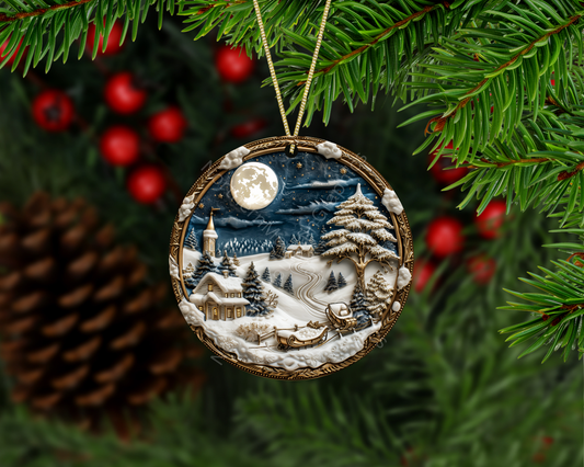 Moonlit Sleigh Ride Christmas Ornament