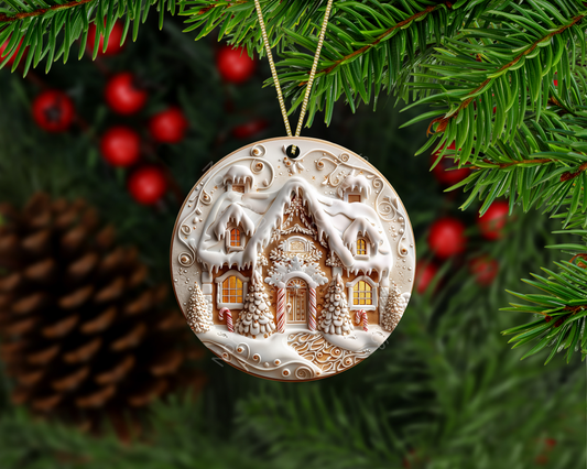 Gingerbread Dream Cottage Christmas Ornament