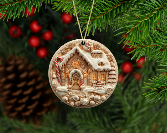 Candy Cane Cottage Christmas Ornament