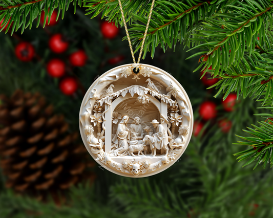 Sacred Nativity Scene Christmas Ornament