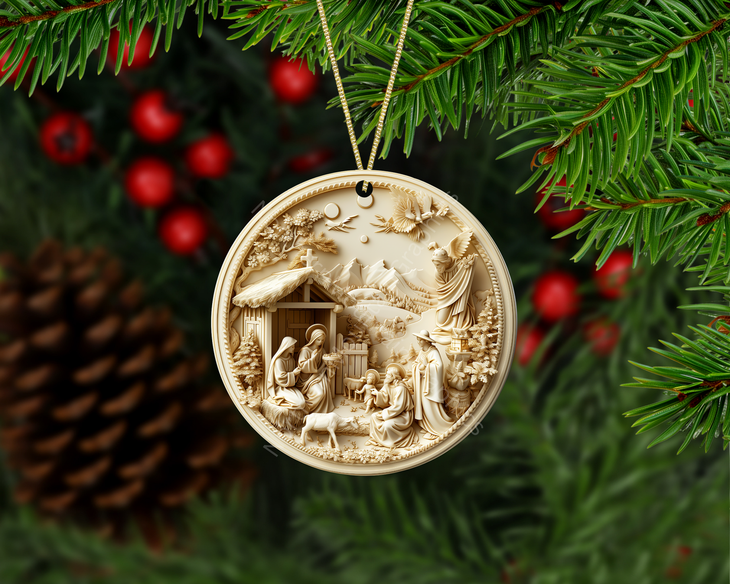 Divine Nativity Christmas Ornament