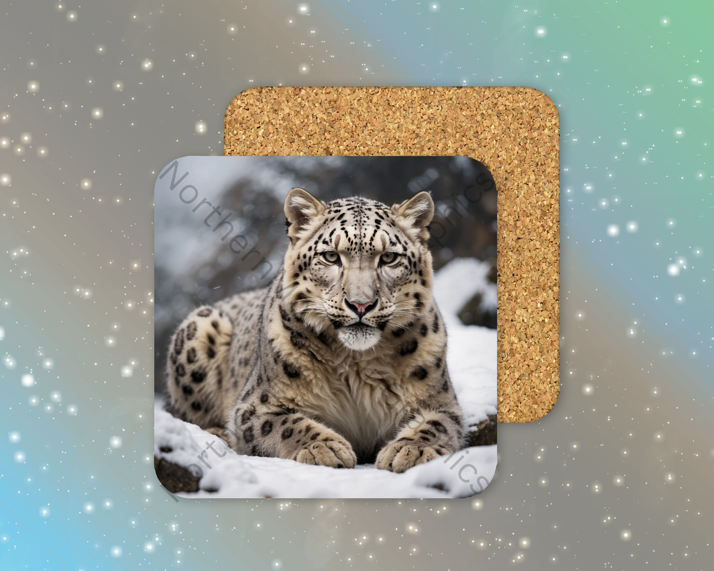 Snow Leopard in Winter Winter Square Coaster