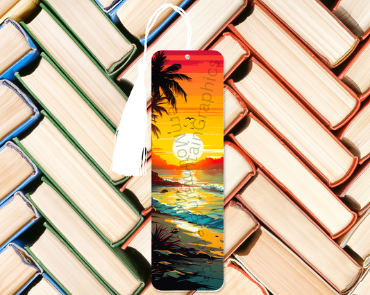 Sunset Paradise Tropical Beach Bookmark