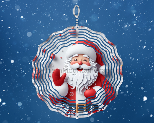 Cheerful Santa Greetings Wind Spinner
