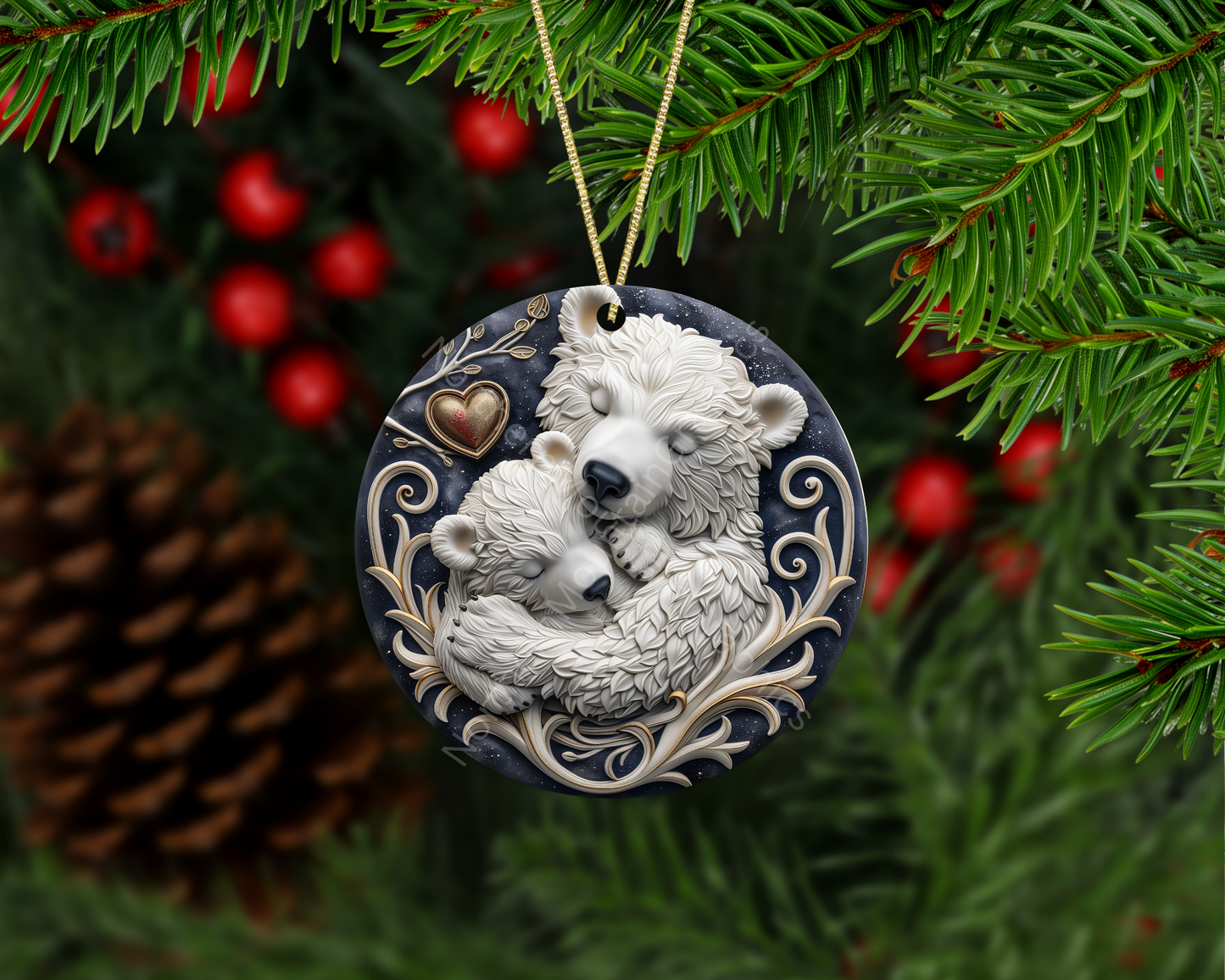 Polar Bear Embrace Christmas Ornament