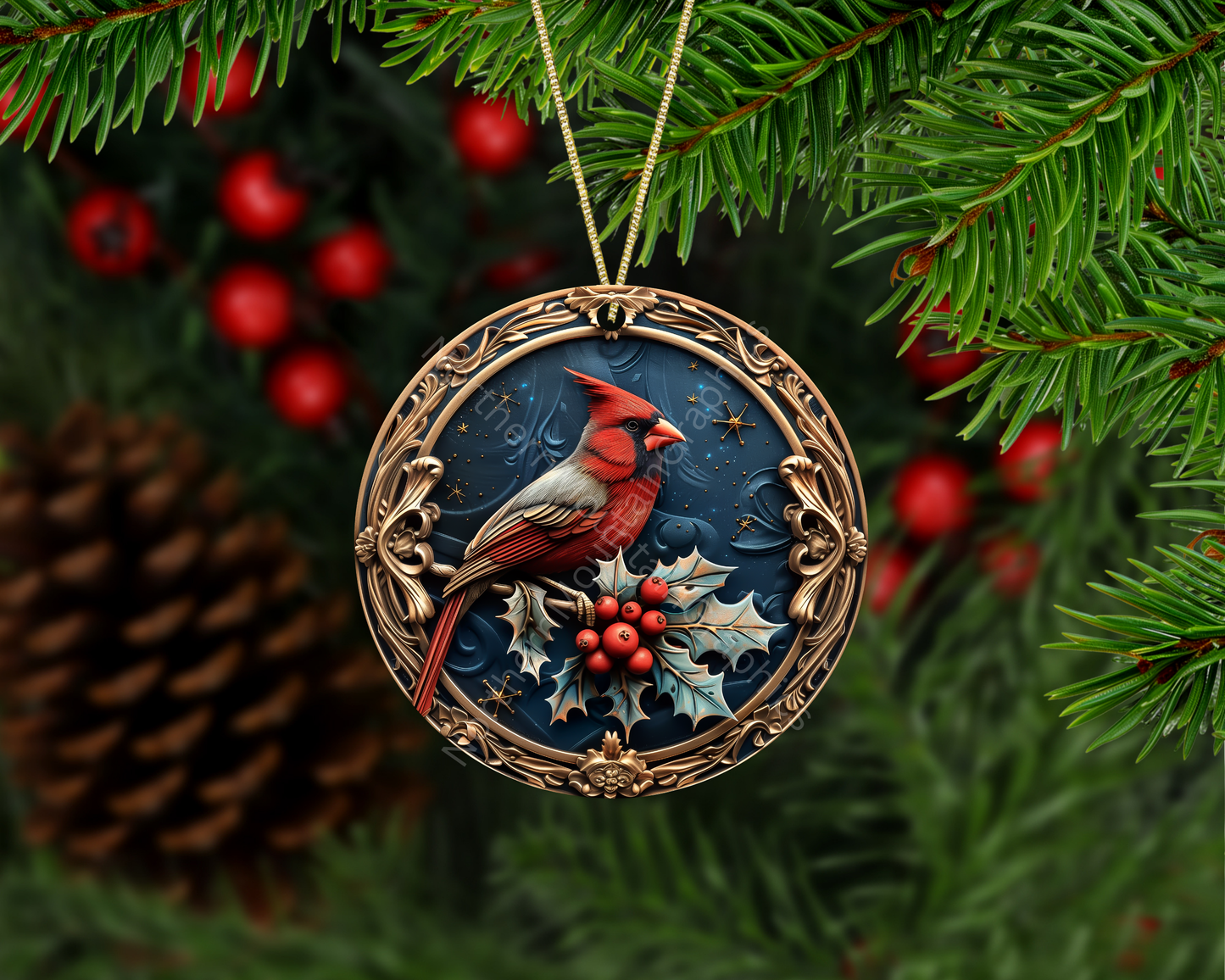 Crimson Winter Cardinal Christmas Ornament