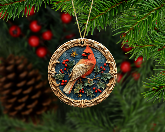 Crimson Cardinal Elegance Christmas Ornament