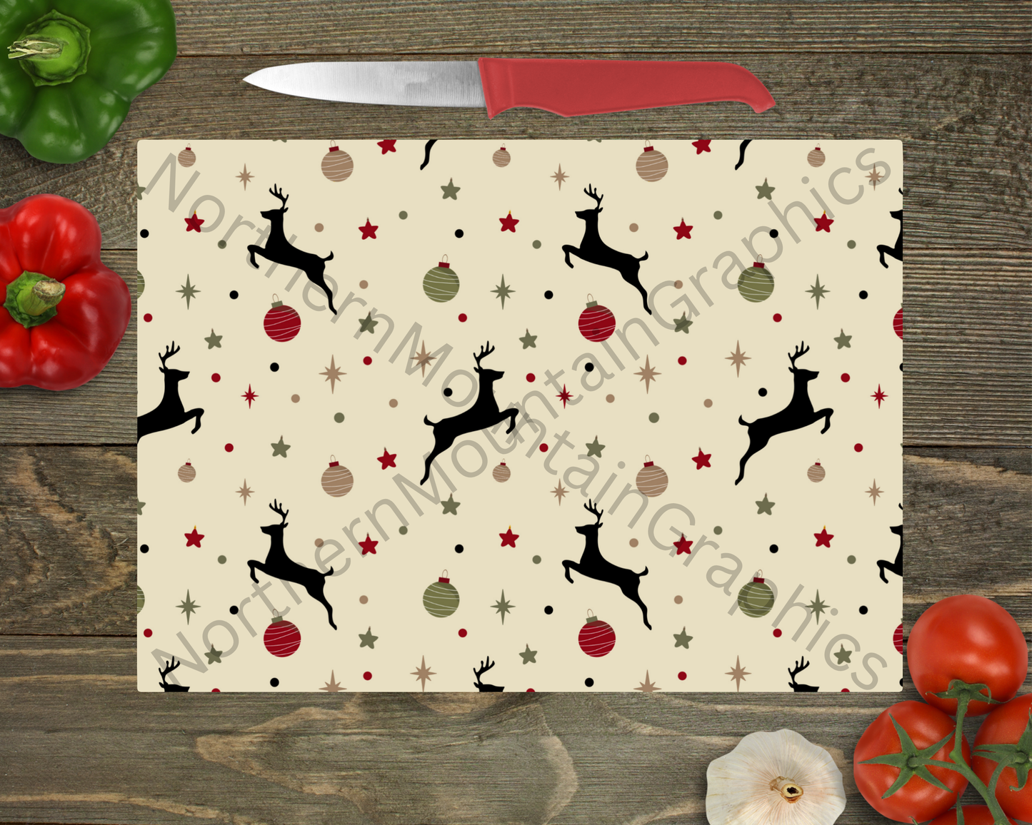 Glass Cutting Board Christmas