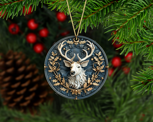 Golden Majesty Reindeer Christmas Ornament
