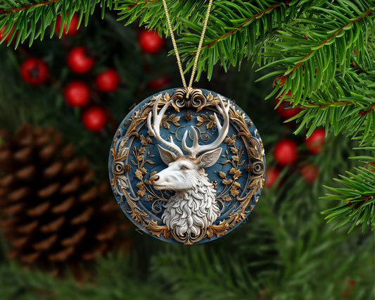 Imperial White Reindeer Christmas Ornament