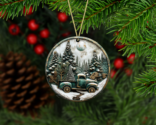 Evergreen Holiday Truck Christmas Ornament