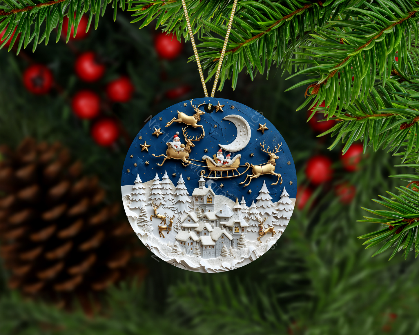 Santa’s Golden Sleigh Christmas Ornament