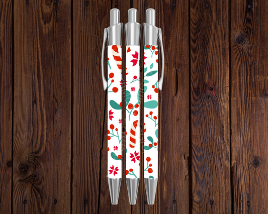 Candy Cane Berries Pattern Christmas Pen