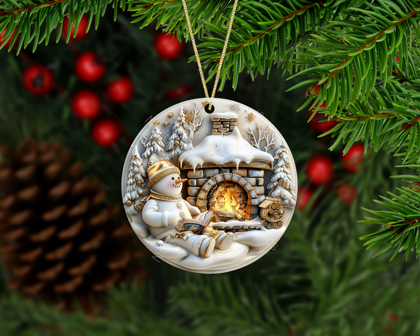 Golden Hearth Snowman Christmas Ornament