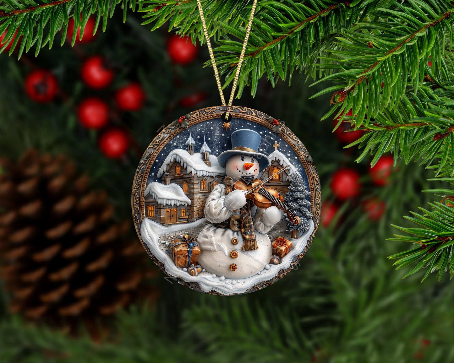 Melody of Winter Snowman Christmas Ornament