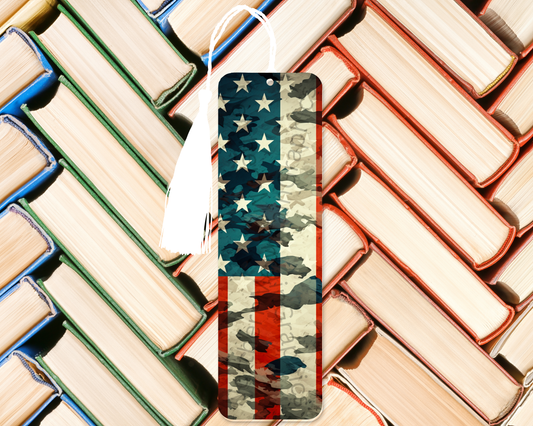 Vintage Camo-Style American Flag Bookmark