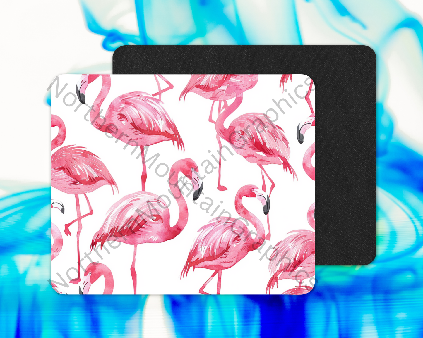 Tropical Palm Flamingos Mouse Pad