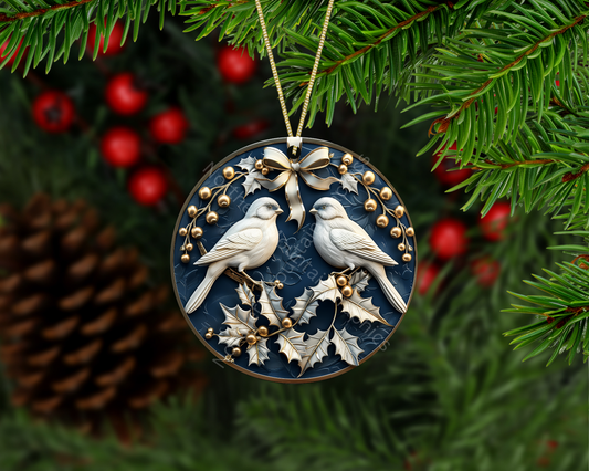 Elegant Winter Songbirds Christmas Ornament