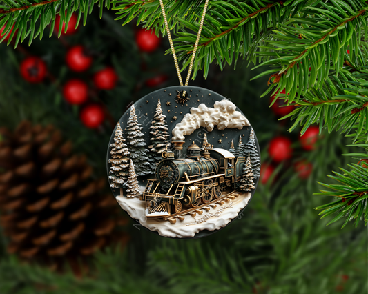 Vintage Christmas Steam Train Christmas Ornament