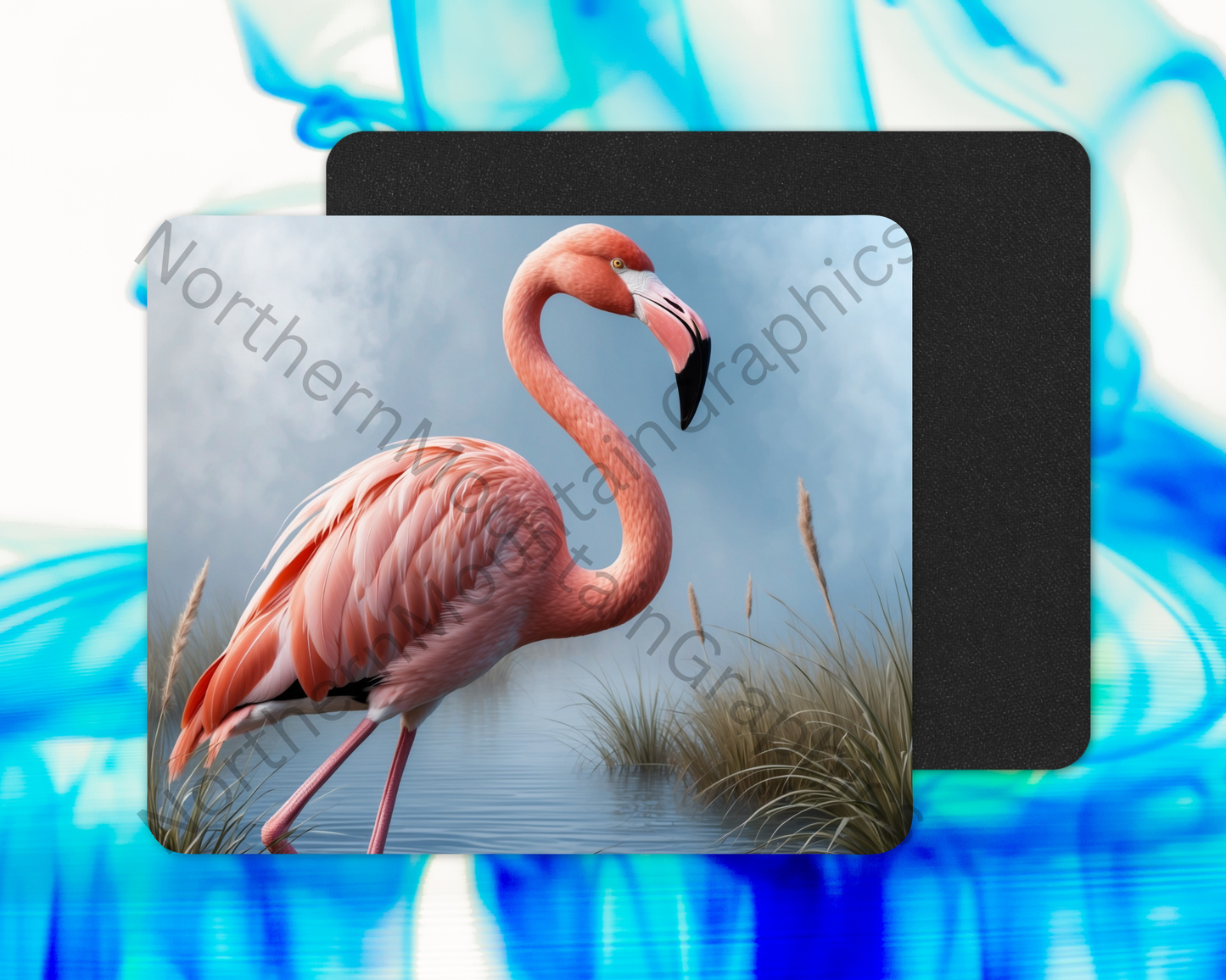 Misty Marsh Flamingo Mouse Pad