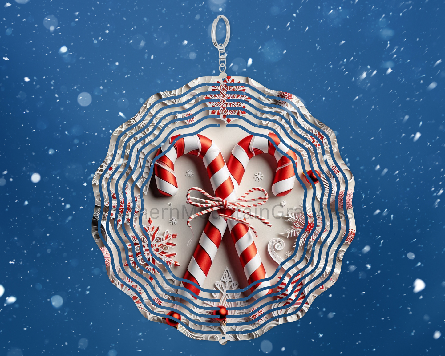 Candy Cane Snowflake Delight Wind Spinner