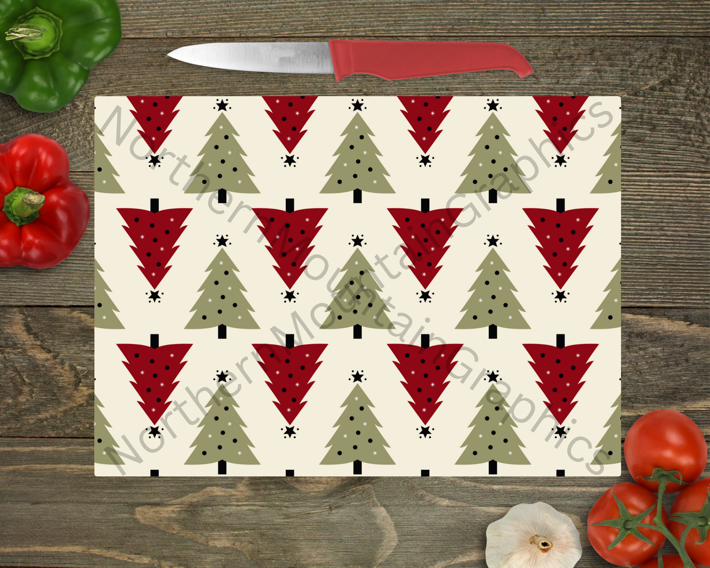 Glass Cutting Board Christmas