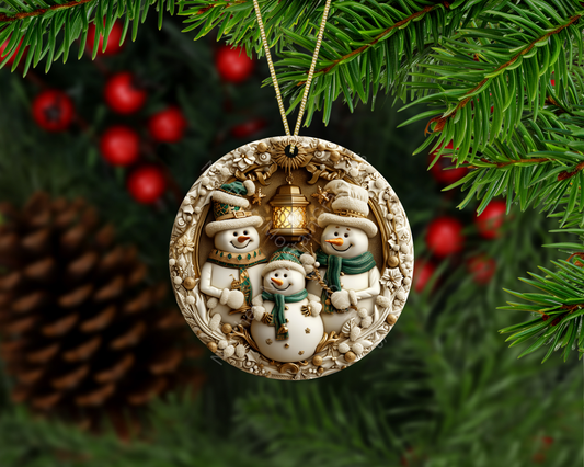 Festive Snowman Family Christmas Ornament