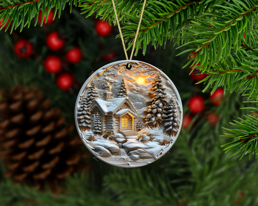 Enchanting Winter Cottage Christmas Ornament