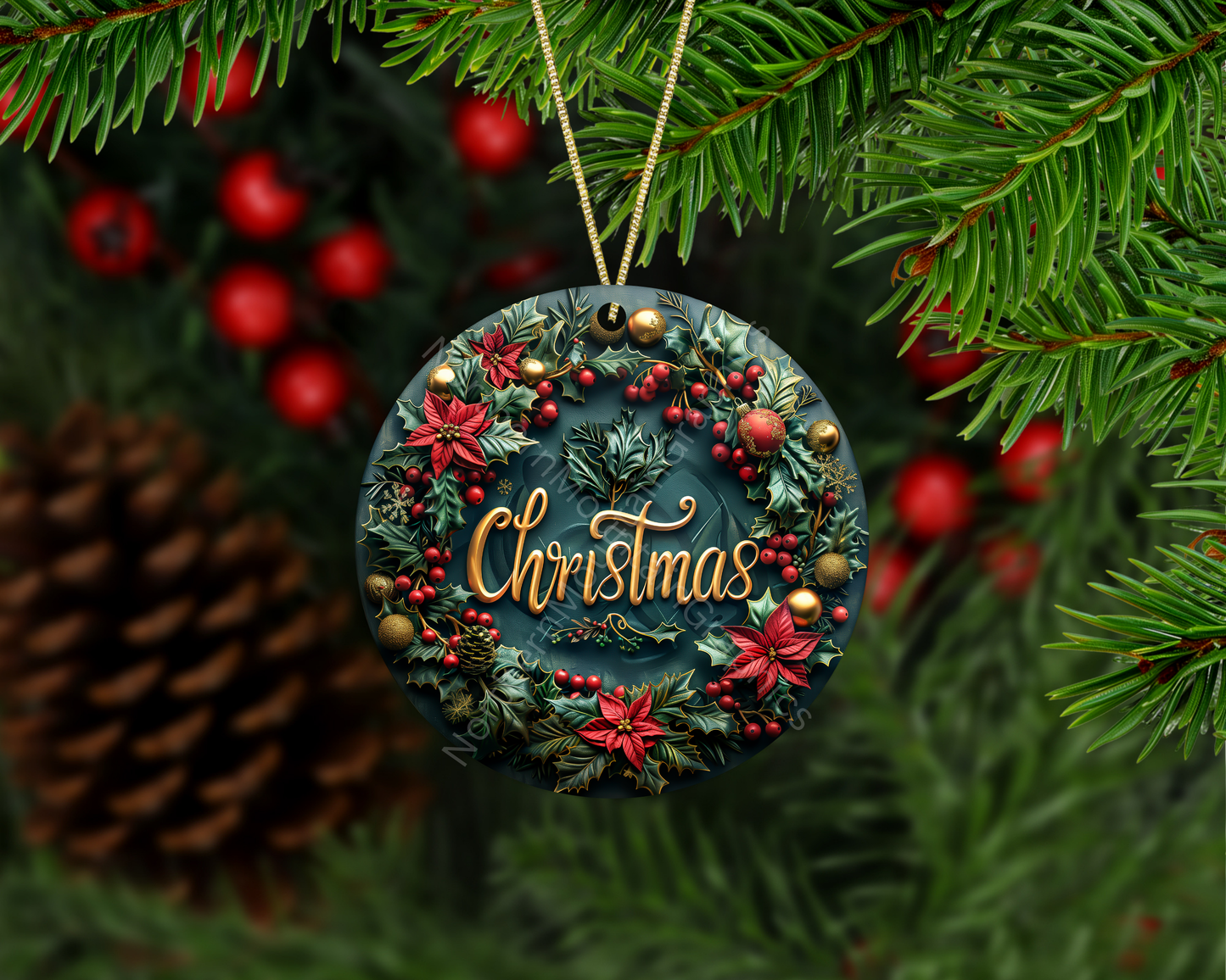 Elegant Christmas Wreath Christmas Ornament