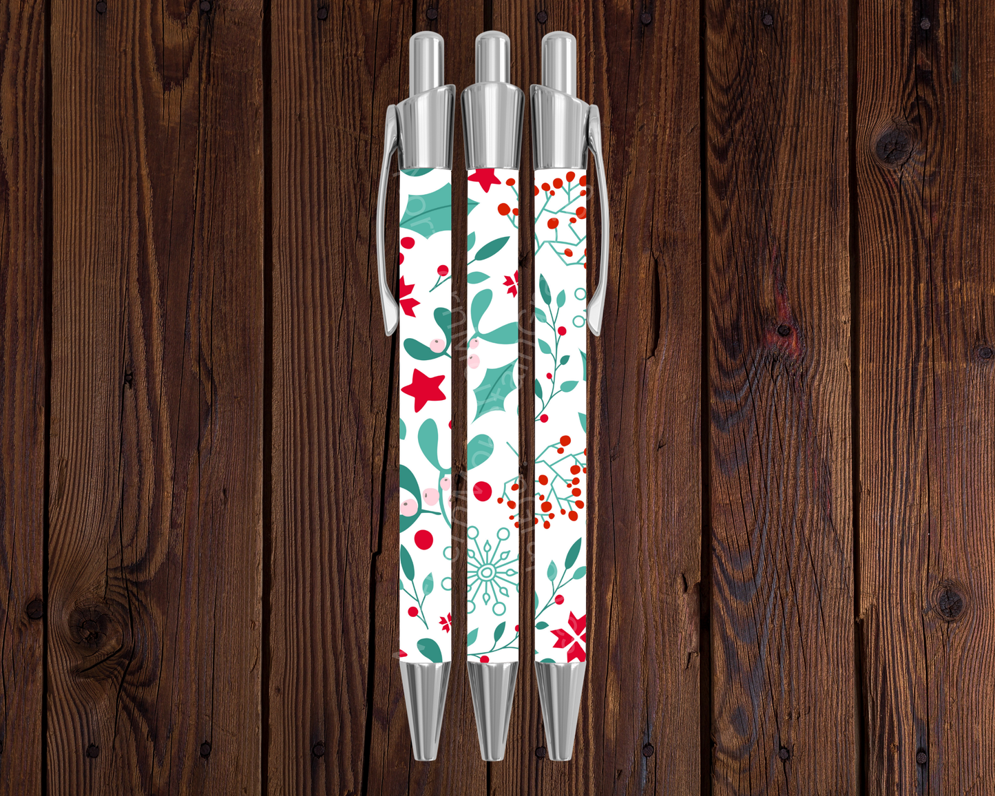 Holiday Berry & Leaves Pattern Christmas Pen