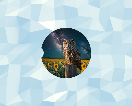 Starfield Sunflower owl Car Coaster