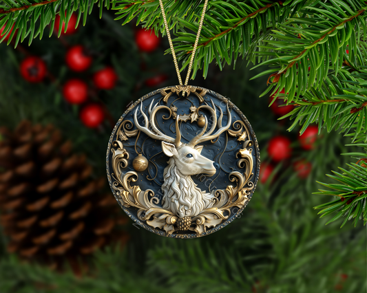 Regal Golden Reindeer Christmas Ornament