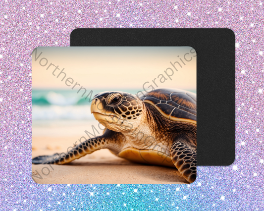 Golden Beach Sea TurtleWanderer Mouse Pad