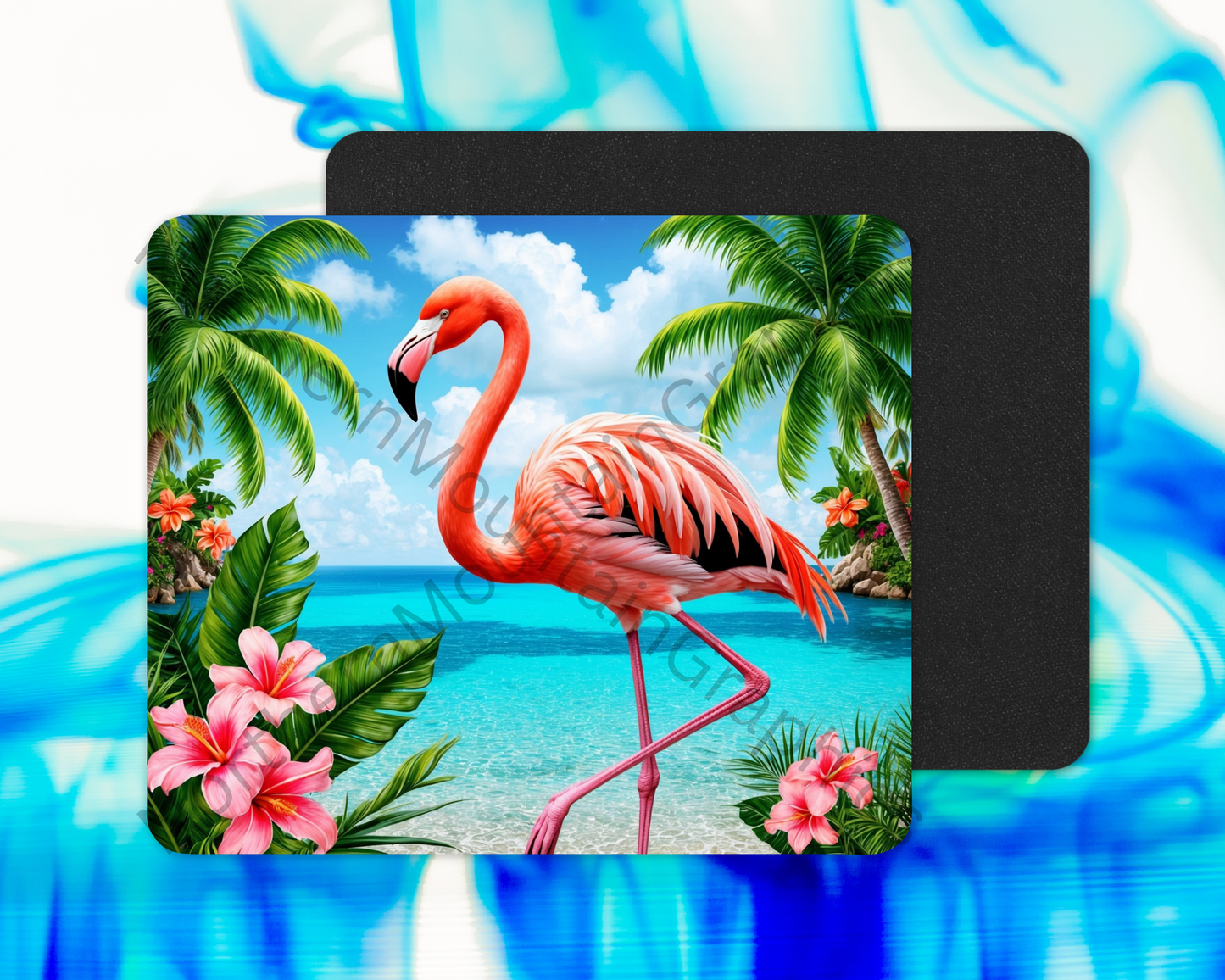 Tropical Paradise Flamingo Mouse Pad