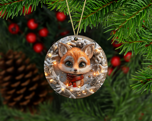 Holiday Fox Christmas Ornament