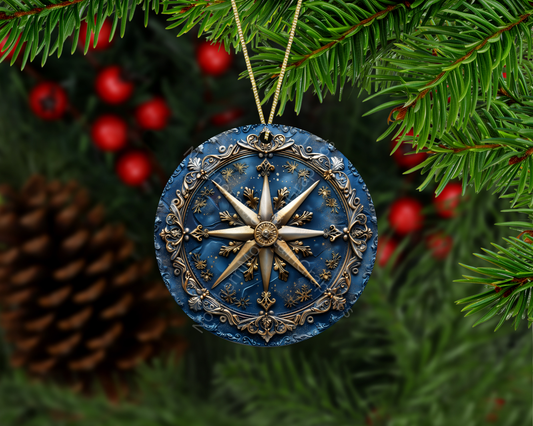 Golden North Star Christmas Ornament