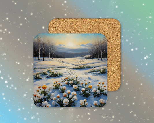 Winter Meadow Bloom Winter Square Coaster