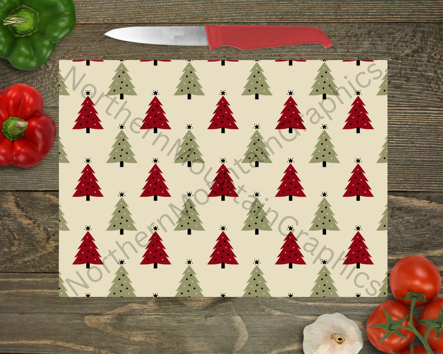 Glass Cutting Board Christmas