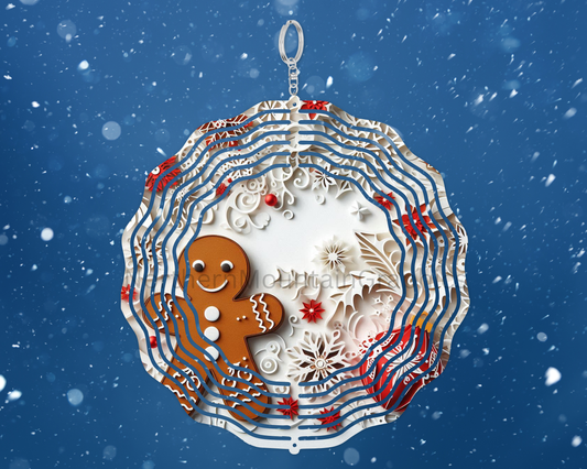 Gingerbread Snowflake Wonderland Wind Spinner