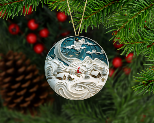 Santa in Whirling Snowdrifts Christmas Ornament