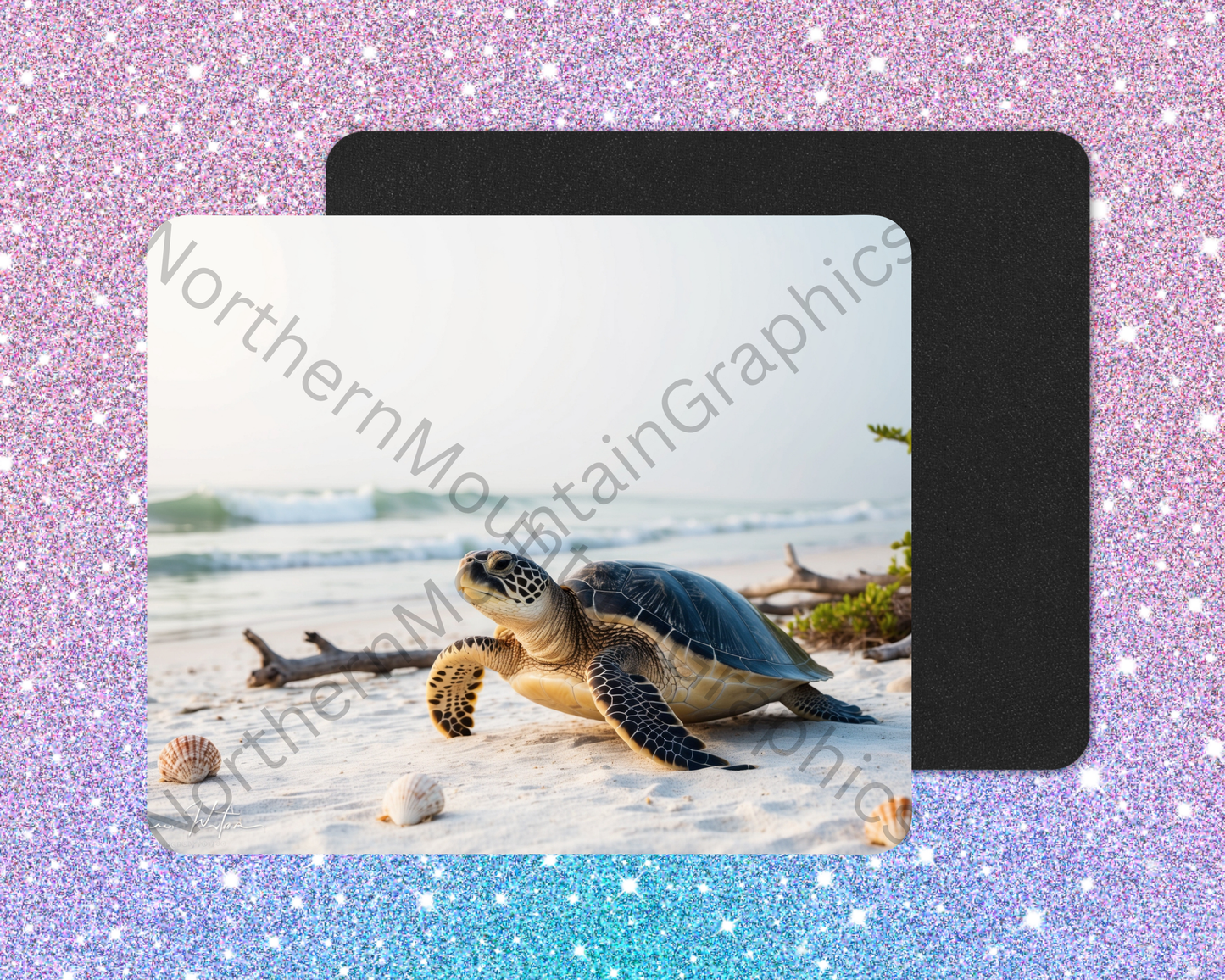 Calm Morning Crawl Sea Turtle Mouse Pad