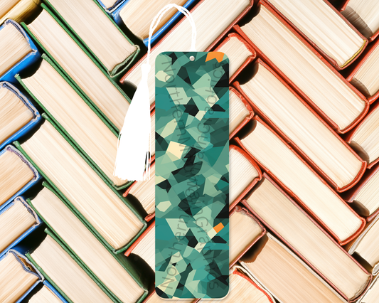 Teal Geometric Shard Pattern Bookmark