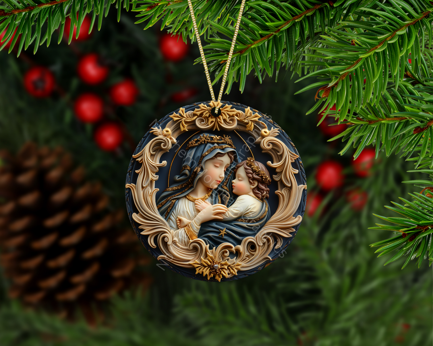 Holy Night Madonna & Child Christmas Ornament